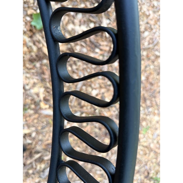 Attributed to Maurizio Tempestini for John Salterini “Ribbon” Wrought Iron Dining Table With 54” Glass Top, C. 1950s For Sale - Image 9 of 11