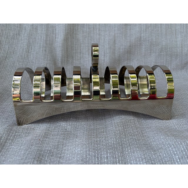 Vintage Modern Silver Plate Toast Rack Holder 8 Slice For Sale - Image 4 of 13