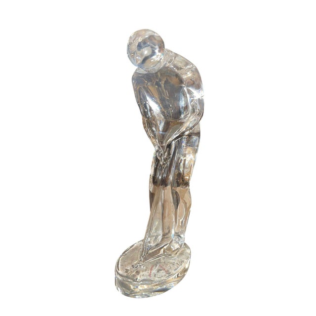 Realism Late 20th Century Pair of Baccarat Crystal Golfer Figurines For Sale - Image 3 of 9