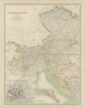 Antique Map of Austria-Hungary by Johnston, 1909