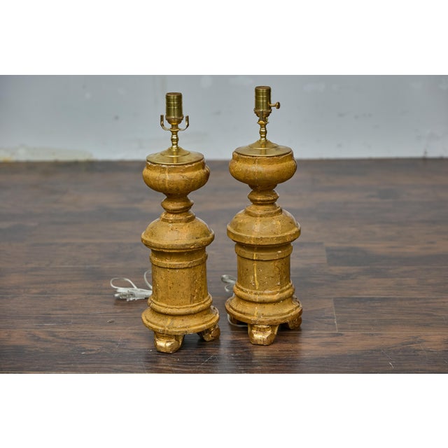 19th Century French Baroque Revival Giltwood Fragments Made into Lamps - a Pair For Sale - Image 11 of 12