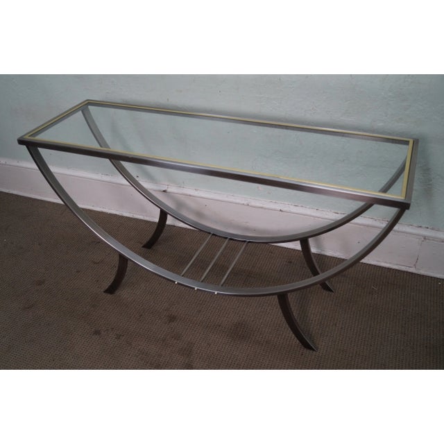 Design Institute of America Brushed Metal Console For Sale - Image 4 of 10