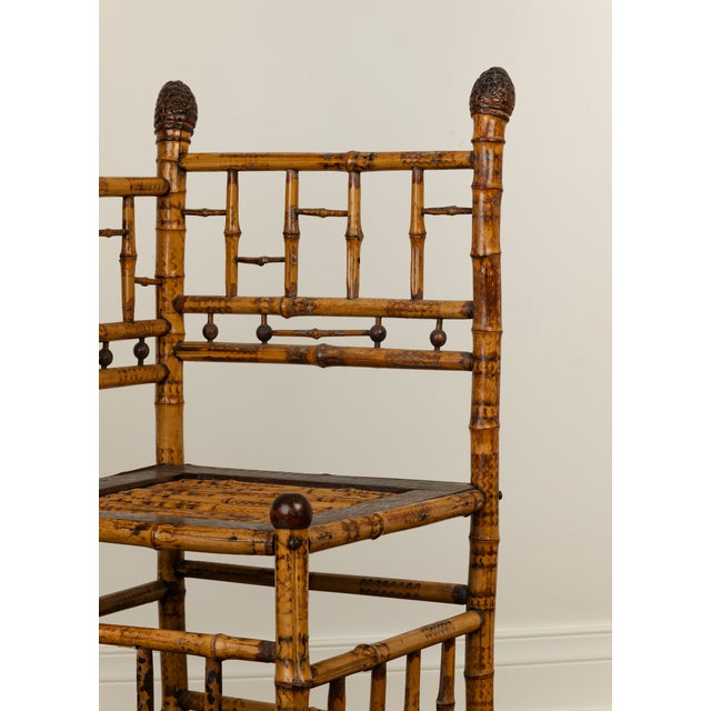 Late 19th Century Late Victorian Tortoiseshell Bamboo Corner Chair For Sale - Image 4 of 6