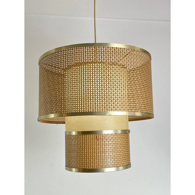 Vintage Italian Rattan Chandelier, 1970s For Sale - Image 4 of 9