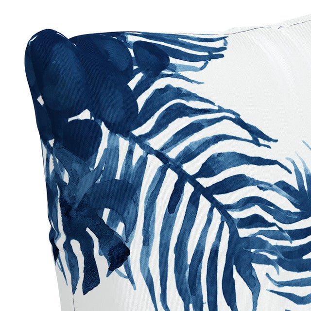 Contemporary 22" Indoor/Outdoor Pillow Navy Palm Cross For Sale - Image 3 of 5