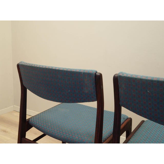 Blue Danish Rosewood Chairs, Denmark, 1970s, Set of 3 For Sale - Image 8 of 17