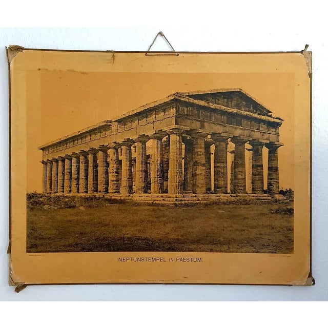 Collotype print, Foto reproductie Neptunestempel in Paestum 1895 Seemann's wandbilder No.1 Colltype print van C.G. Röder,...
