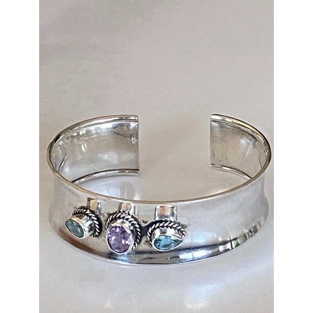 Beautiful, large and in excellent original condition, circa 1980s, cuff bracelet in sterling silver. This incredible piece...