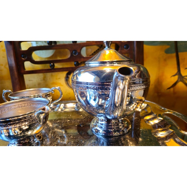 Chrome Antique Warren Plate Silver Plated Tea Set- 5 Pieces For Sale - Image 8 of 12