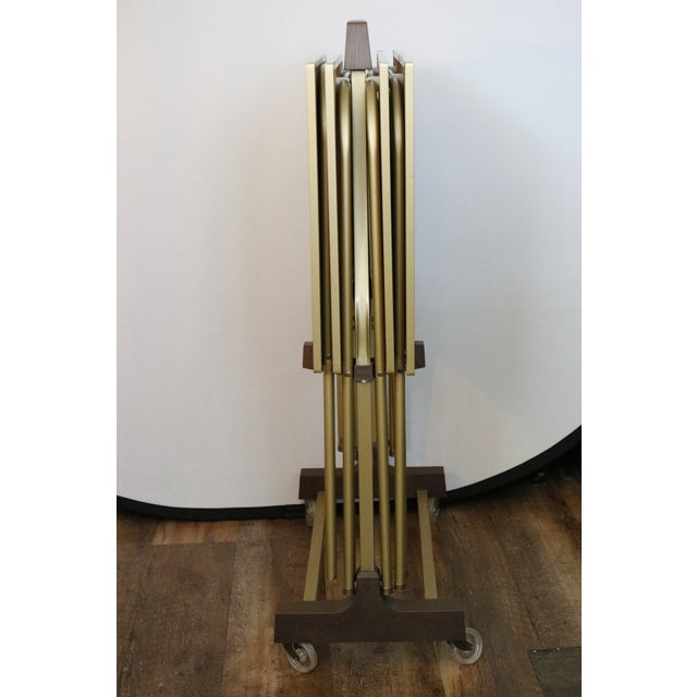 Metal Green and Gold English Regency Design 1960s Tray Tables With Rolling Stand For Sale - Image 7 of 17
