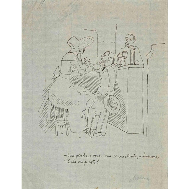 Mino Maccari, The Seduce, Original Drawing, Mid-20th-Century For Sale