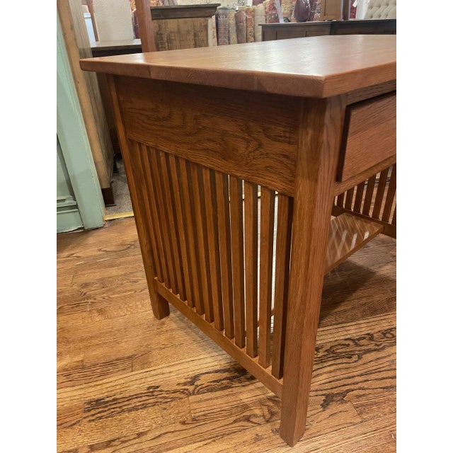 Brown Mission 2 Drawer and Open Shelves Sideboard / Console Table - Michael's Cherry For Sale - Image 8 of 13