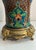 A richly decorative vintage Asian enamel vessel featuring a striking combination of turquoise, warm brown, green, rose and...