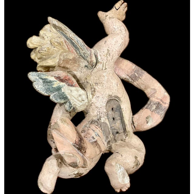 German Baroque Painted Wood Angel Sculptures, a Pair For Sale In Tampa - Image 6 of 12