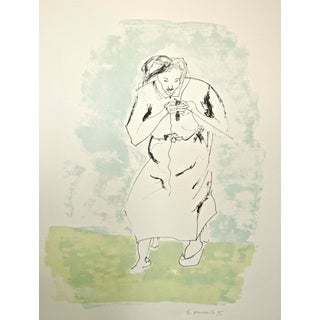 Giovanni Omiccioli, Woman Sewing, 1975, Lithograph For Sale
