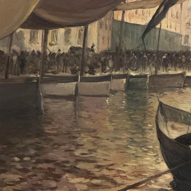 Grand Signed Oil Painting on Canvas by Luigi Tafani, 'View of Venice' Dated 1903 For Sale - Image 14 of 16