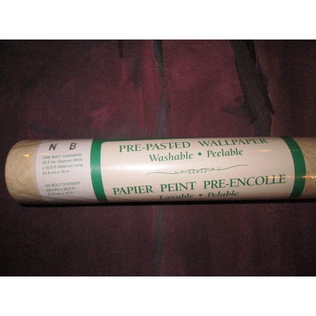 Vintage 1990s Beige Leaf Motif Wallpaper For Sale - Image 6 of 9