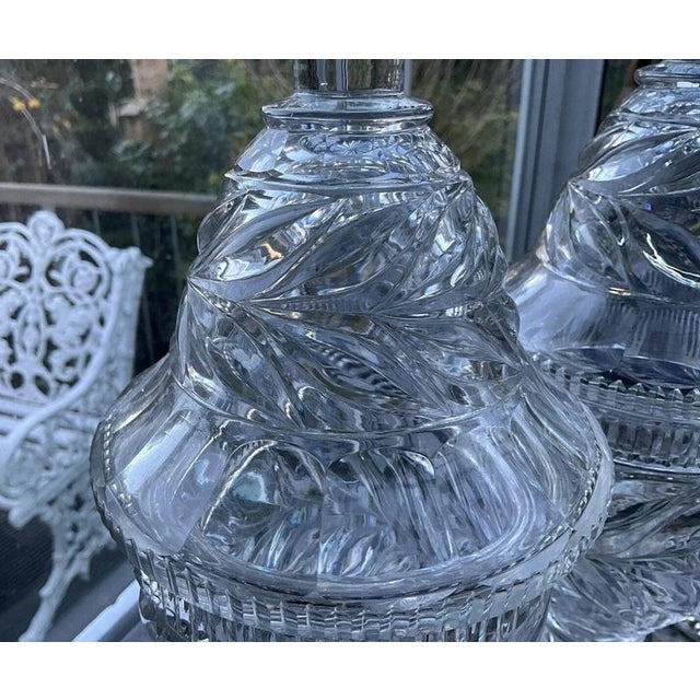 Georgian Anglo-Irish Cut-Glass Lidded Urns attributed to Waterford, 1820, Set of 2 For Sale - Image 3 of 15