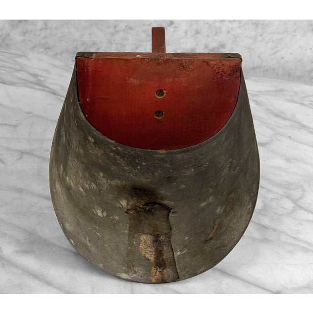 Early 20th Century Antique Primitive Farmhouse Red Wood & Galvanized Barn Feed Ice Scoop For Sale - Image 5 of 11