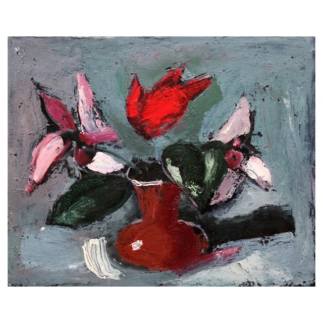 Aleksandr Rodin, Flowers, Oil on Cardboard For Sale