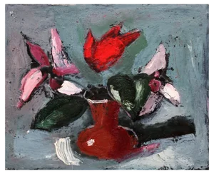 Aleksandr Rodin, Flowers, Oil on Cardboard