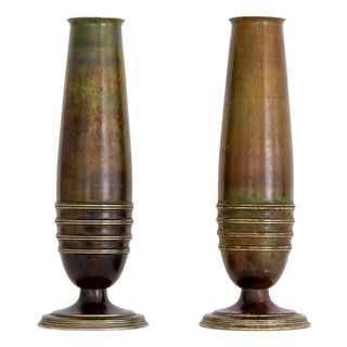 Modernist Bronze and Brass Vases from GAB, Sweden, 1940s For Sale
