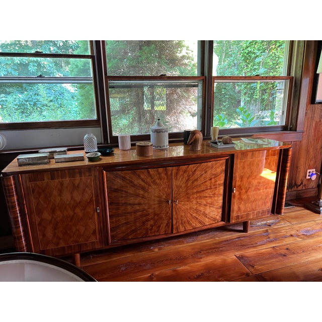 Antique 1940s French Art Deco "Sunburst" Brazilian Rosewood Sideboard For Sale - Image 10 of 12