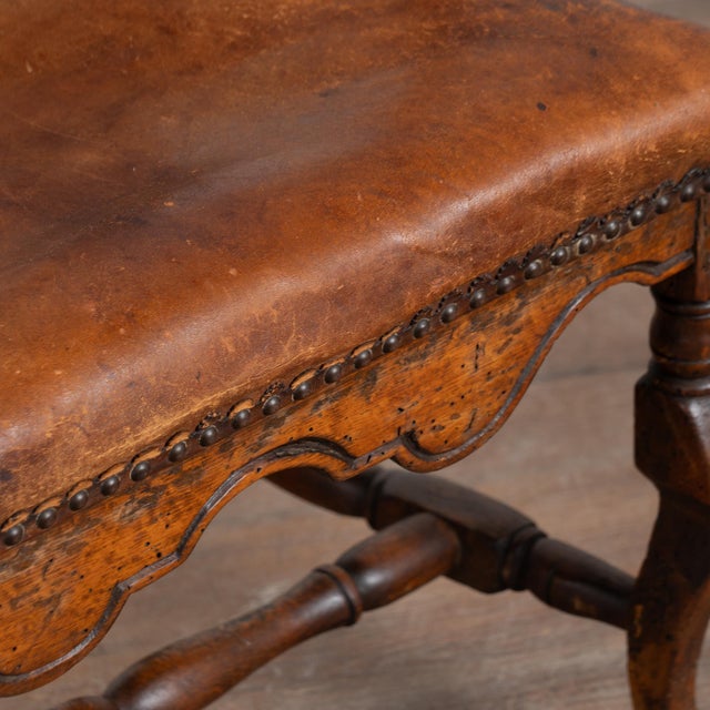 19th Century Danish Oak and Leather Wingback Armchair For Sale - Image 13 of 14