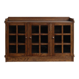Mission Oak 3 Door Console, Tv Stand - Walnut (W1) For Sale