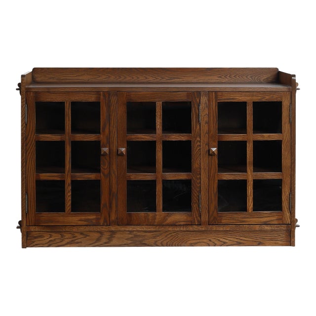 Mission Oak 3 Door Console, Tv Stand - Walnut (W1) For Sale