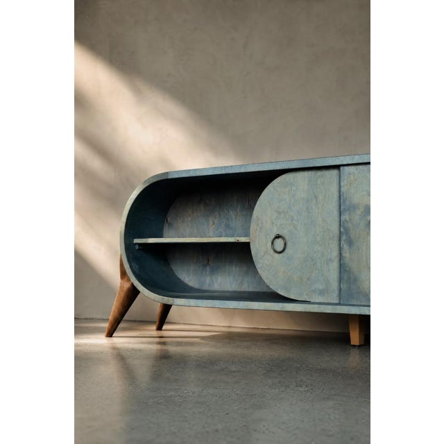 Mid-Century Modern Italian Turquoise Streamline Wood Sideboard, 1960s For Sale - Image 16 of 18