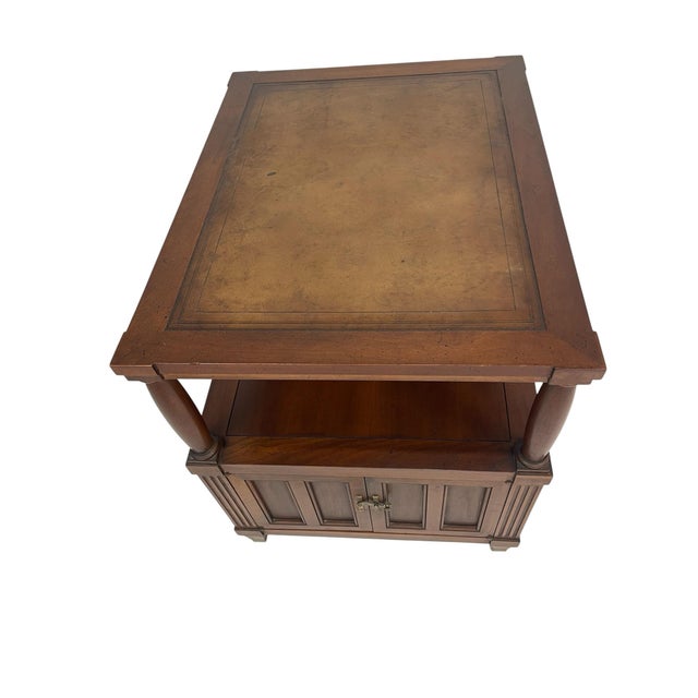 1960s Vintage Mid-Century Traditional Wood Side Table With Cabinet Storage, C. 1960 For Sale - Image 5 of 10