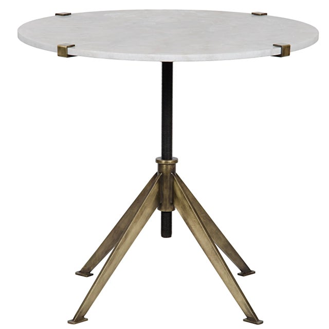 Mid-Century Modern NOIR Edith Adjustable Side Table, Large, Antique Brass, Metal and Quartz For Sale - Image 3 of 3