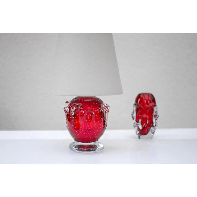 Red Crystal Glass Lamp by Börne Augustsson for Åseda For Sale - Image 12 of 14