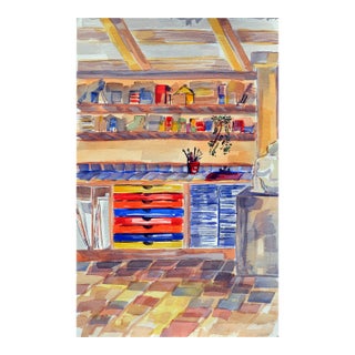 The Artists Studio - Interior Watercolor by Doris Warner For Sale