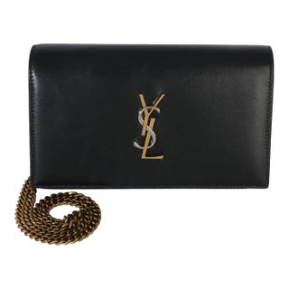 Black Lambskin Tri Metal Kate Wallet On Chain Bag For Sale