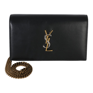 Black Lambskin Tri Metal Kate Wallet On Chain Bag