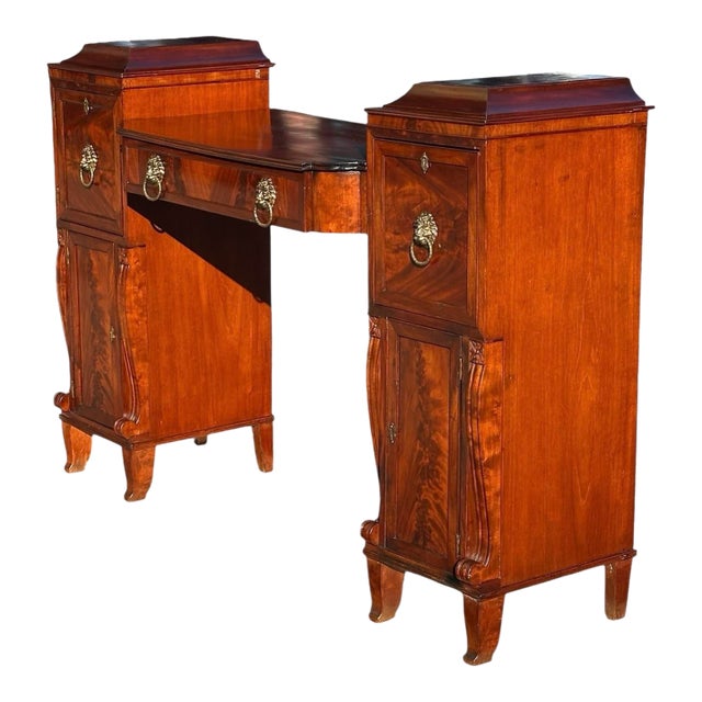 Antique Federal Mahogany Mid Atlantic Dining Server Zinc Lined Bottle Drawer For Sale