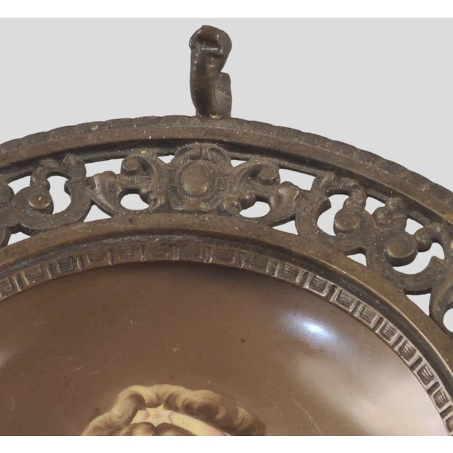 Antique Late 19th Century Portrait Plate Queen Louise of Prussia Bronze Card Trinket Tray Holder For Sale - Image 9 of 10
