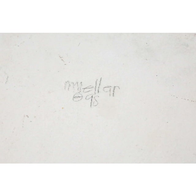 1990's Hand-Painted Rectangular Ceramic Plate For Sale - Image 4 of 5