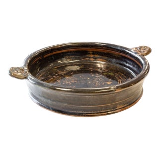 John Glick Signed Platter V Modernist Stoneware Glazed Ceramic Plum Tree Pottery For Sale