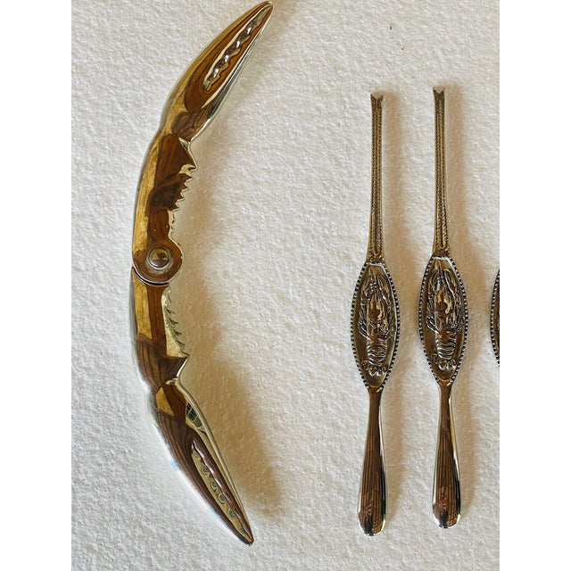 Vintage Silver-Plated Lobster Forks and Cracker from Silea, 1970s, Set of 7 For Sale - Image 4 of 18