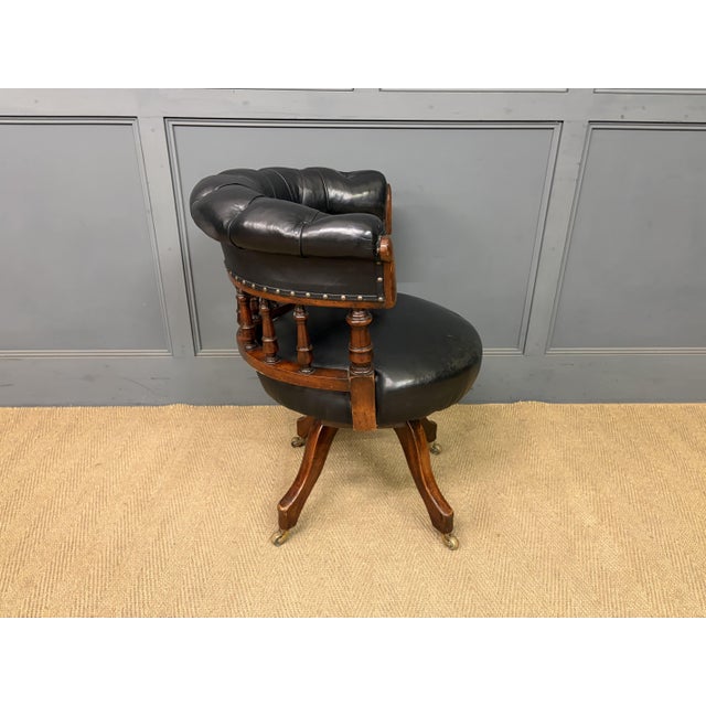 Victorian Mahogany Revolving Desk Chair, 1885 For Sale - Image 9 of 13