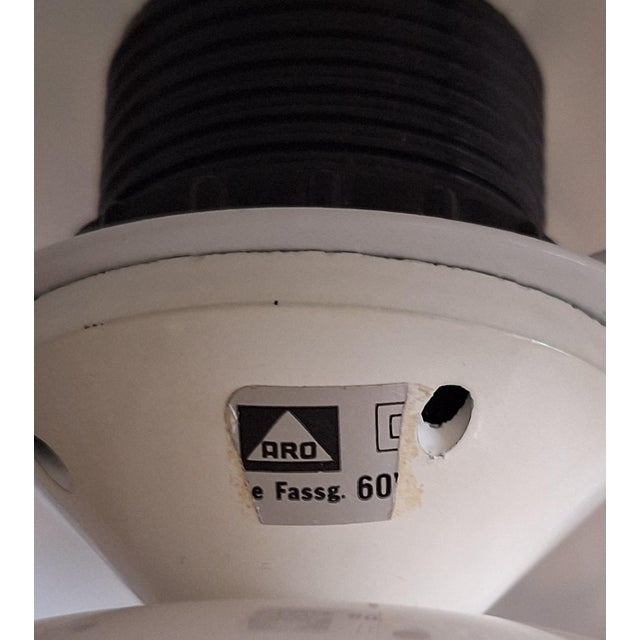 Black Vintage Table Lamp with White Ceramic Base and Fabric Shade by Aro, 1980s For Sale - Image 8 of 10