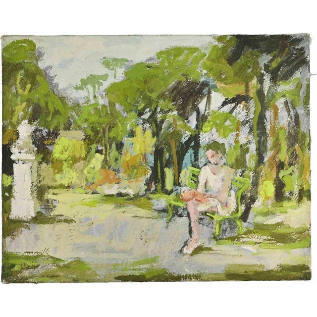 1970s Franco Marzilli, Ballerina in the Park, Oil Painting, 1970s For Sale - Image 5 of 5