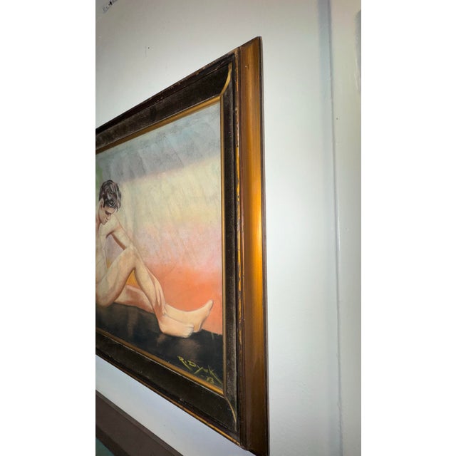 1970s Figurative Male Nude Pastel Drawing From Collection of Seymour Stein For Sale In Los Angeles - Image 6 of 8