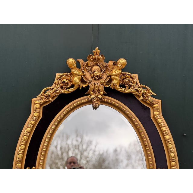1980s French Louis XVI Gold Wood Wall Mirror For Sale - Image 15 of 18