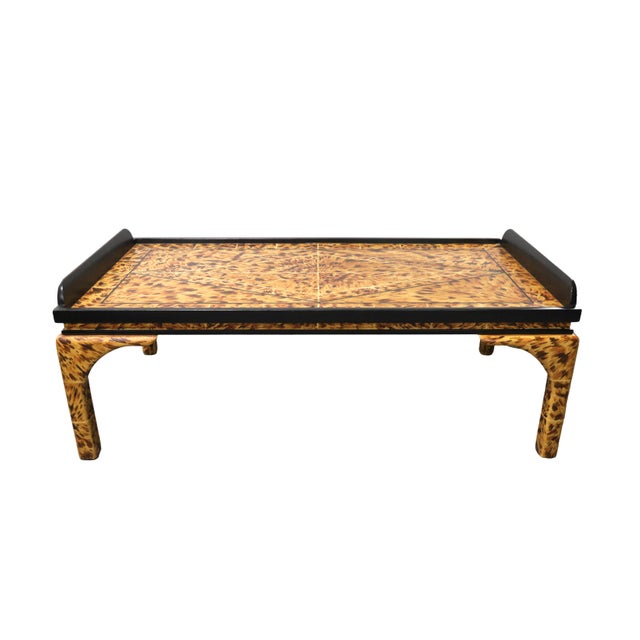 45" * 24" * 18" Custom Lacquered Faux-Tortoise Coffee Table. For Sale - Image 12 of 12