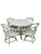 A charming and timeless Mid 20th Century dining set by Ficks Reed, crafted in painted cream rattan with elegant faux...