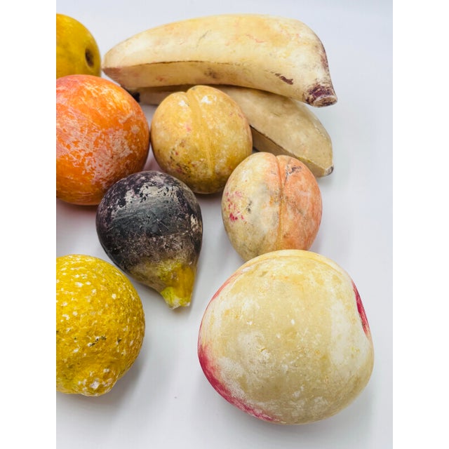 1950s Italian Hand Carved and Painted Marble Fruits- Set of 12 For Sale - Image 4 of 5